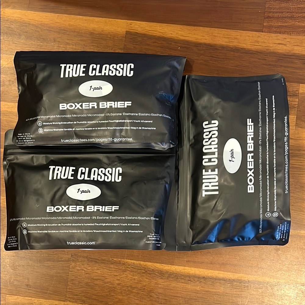 3 Never Opened True Classic Black and Carbon Small Boxer Briefs